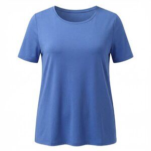 Susan Graver Women's Top Sz L Modern Essentials Liquid Knit Tunic Blue